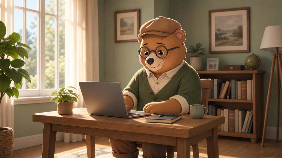 Teddy checking a clean one-page resume on his laptop