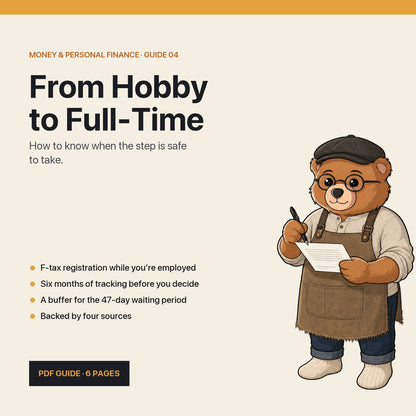 From Hobby to Full-Time: English PDF guide cover with Teddy
