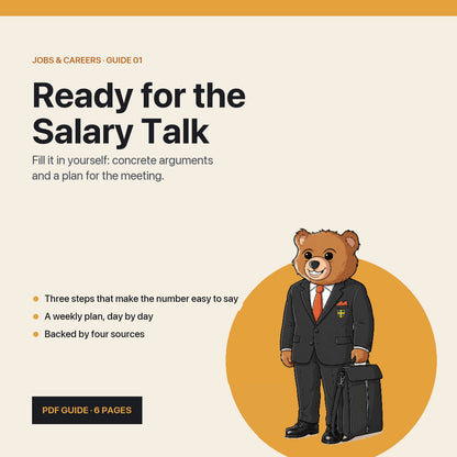 Ready for the Salary Talk: English PDF guide cover with Teddy