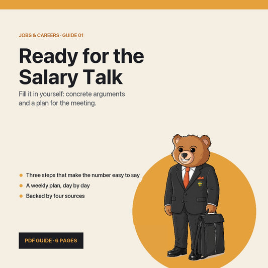 Ready for the Salary Talk: English PDF guide cover with Teddy