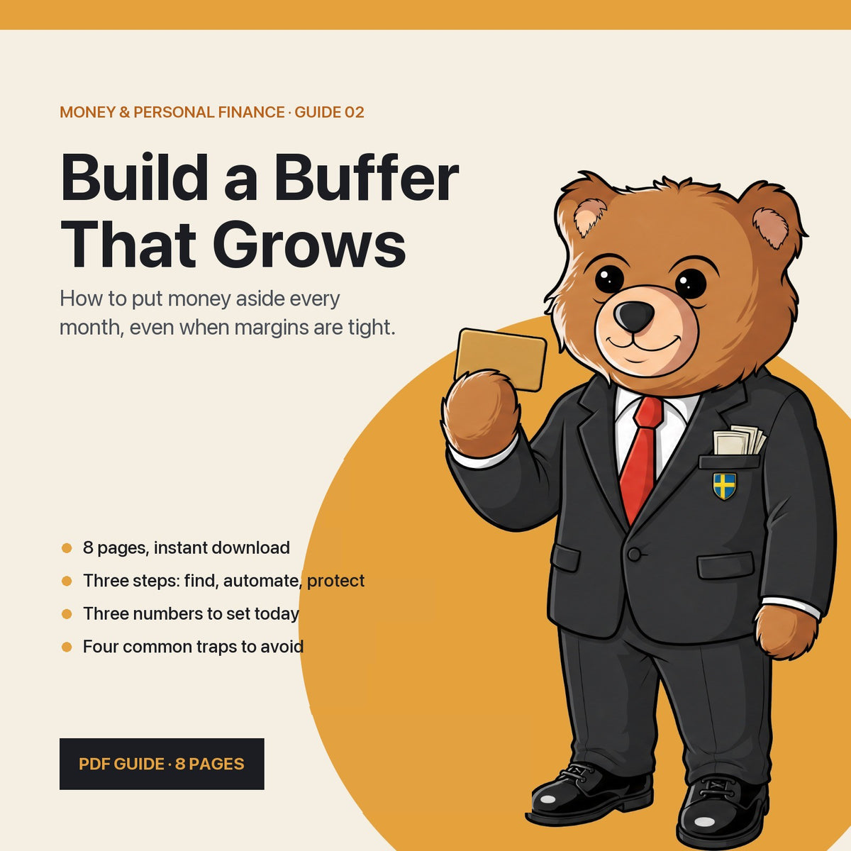 Build a Buffer That Grows: English PDF guide cover with Teddy