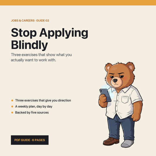 Stop Applying Blindly: English PDF guide cover with Teddy